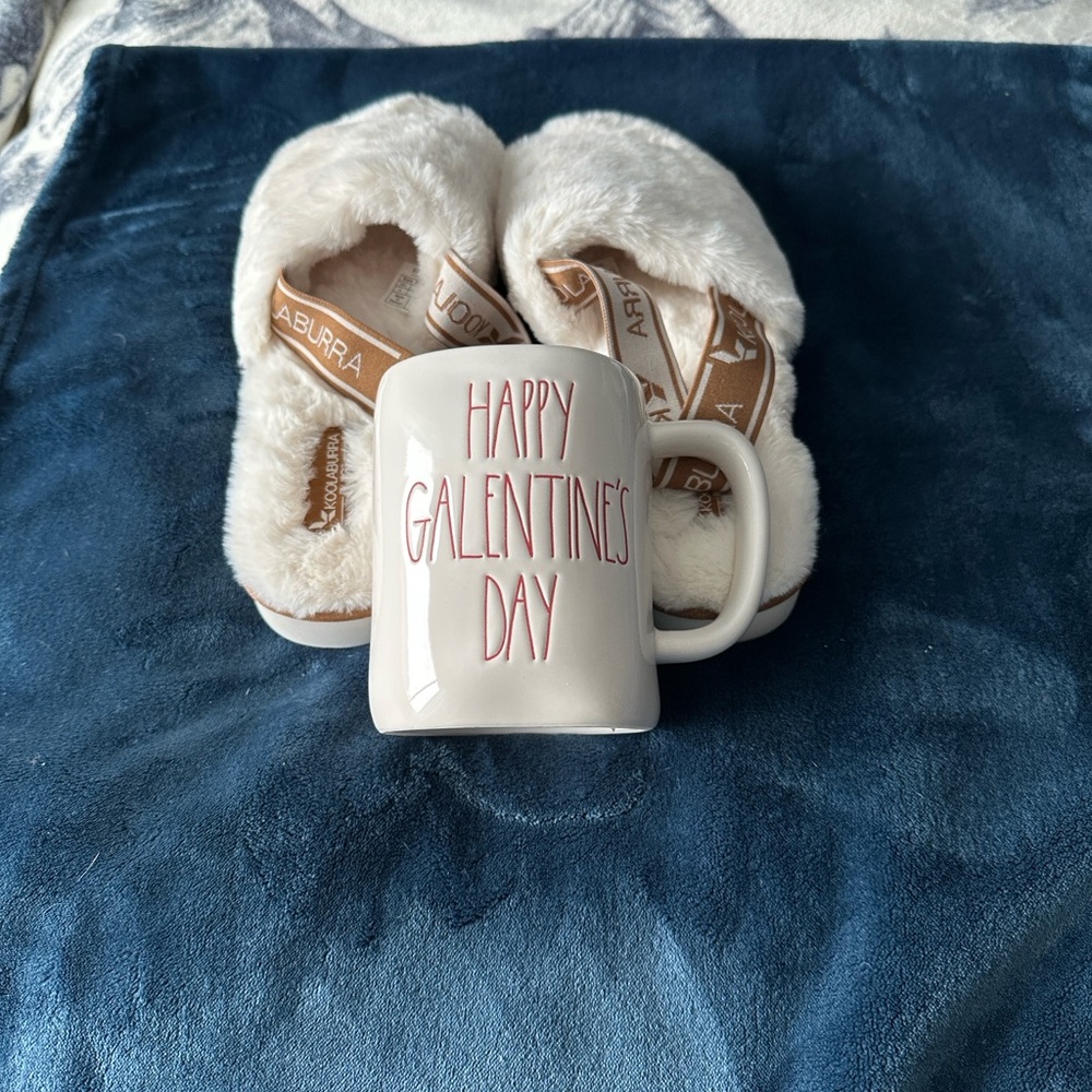 Koolaburra by Ugg Slippers and Rae Dunn White and Pink Galentine's Day‎ Mug